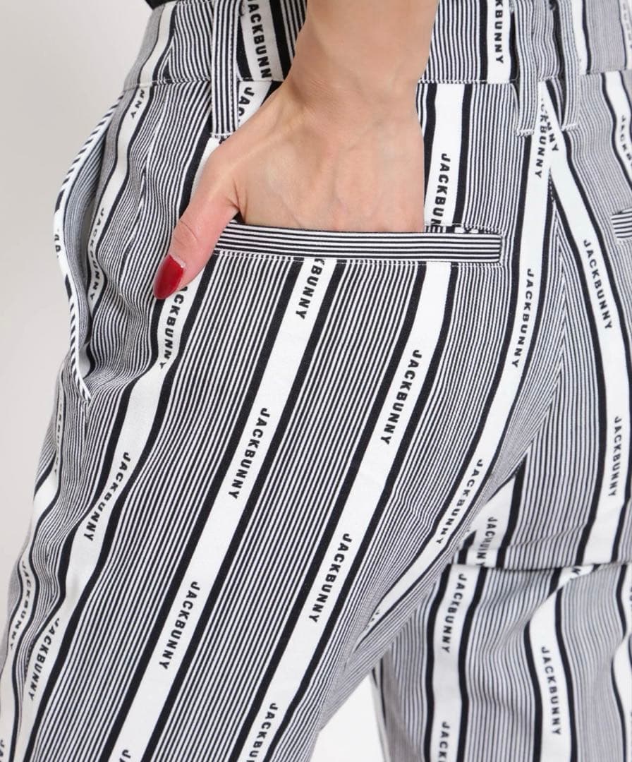 【新品】ジャックバニー2WAYストレッチプリントパンツ　ホワイト（ストライプ）