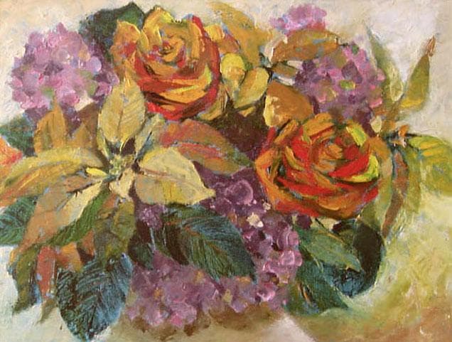 油絵 菅家令子 絵 絵画 インテリア 額付(黒）uF6-110202 花