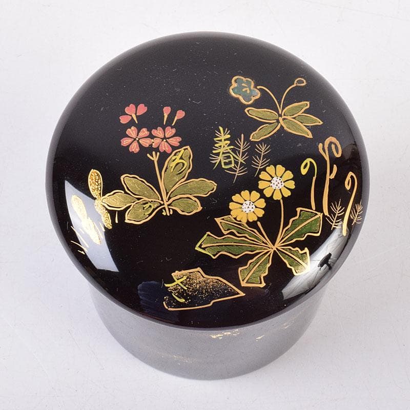 茶道具　越前塗師　宮田宗景作　螺鈿　春の若草蒔絵　金輪寺　棗　共箱　VR8993