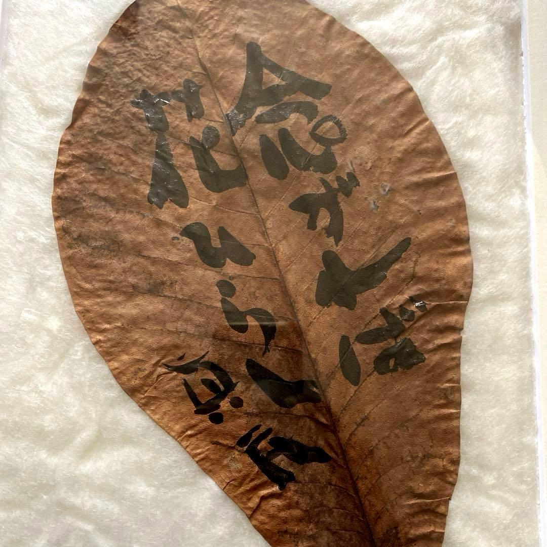 額装　坂村真民　念ずれば花ひらく　朴の葉　直筆