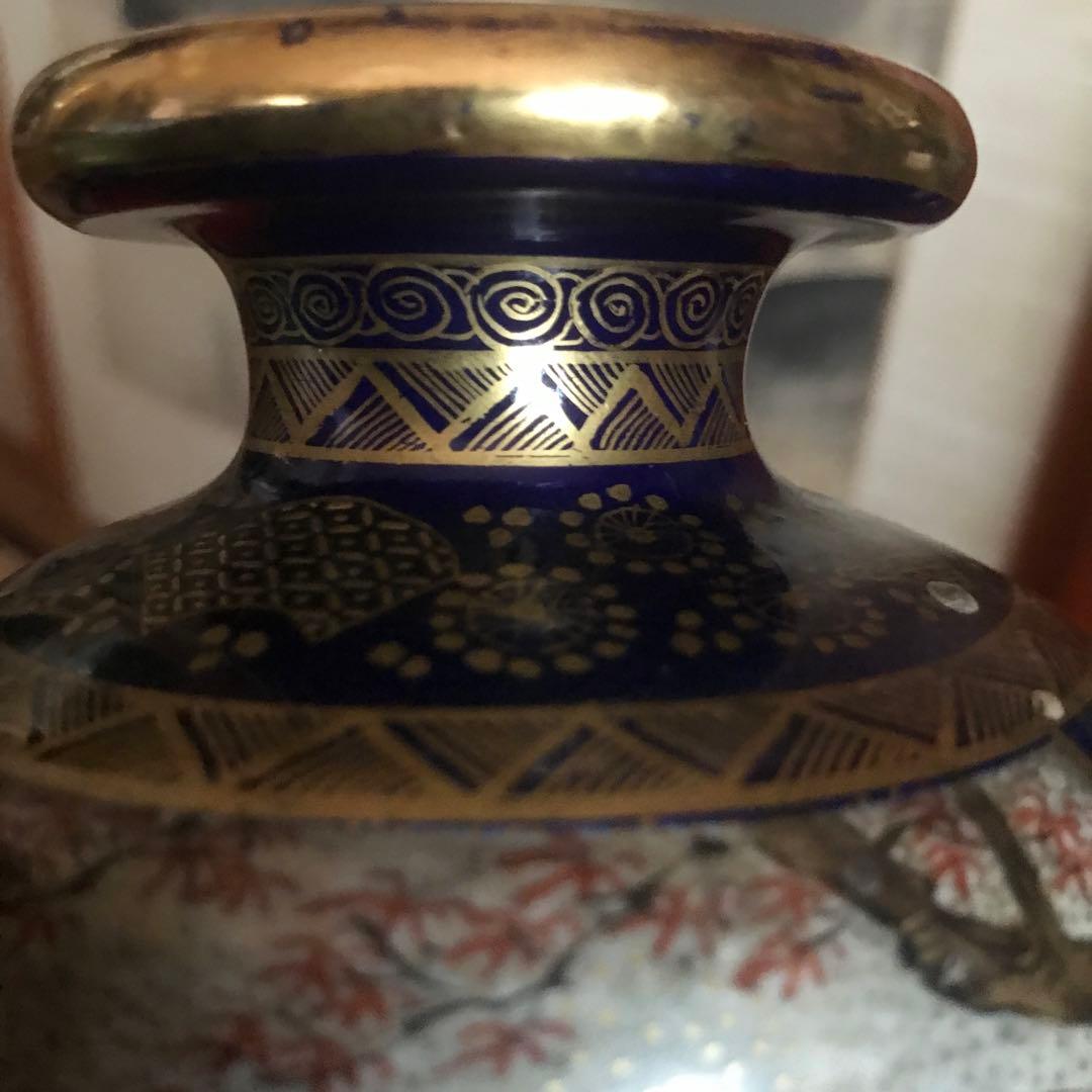 【薩摩焼・安井造】 一級品 花瓶 骨董品 美術品 約18×10cm」