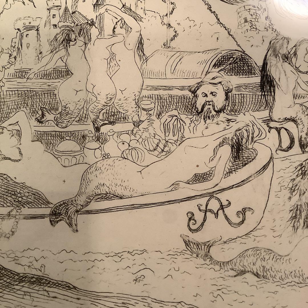 藤田嗣治「魅せられし河  （河の精）」銅版画