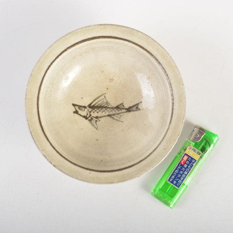 和食器　吉良々窯　加藤泥二作　泥彩魚文　向付　七客　共箱　C　6804A