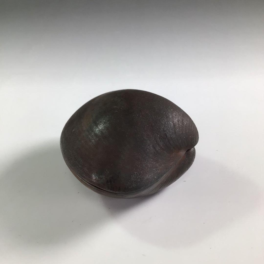 Ｐ８３５　香合　『備前焼』『木村陶峰造』『蛤香合』　共箱　茶道具