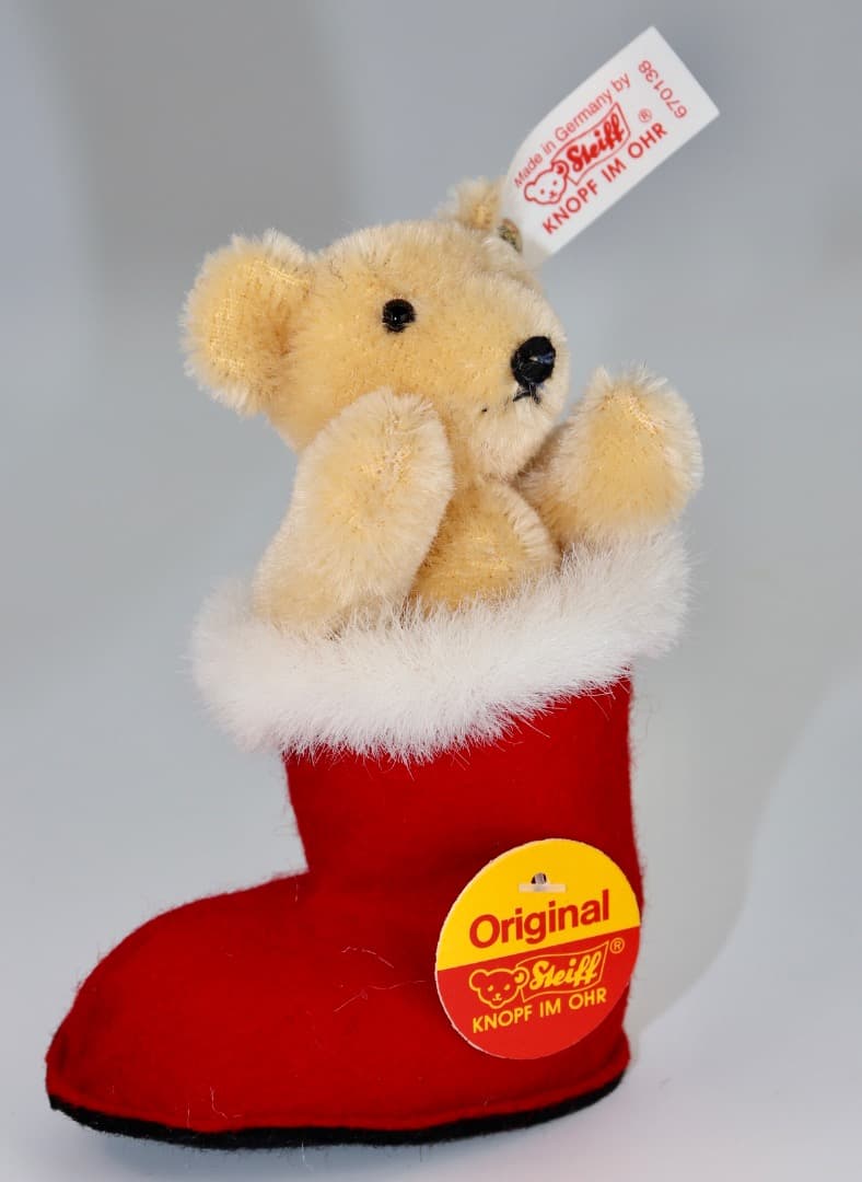 Steiff クリスマスブーツの中の小さなテディベア10cm 2000年度製品
