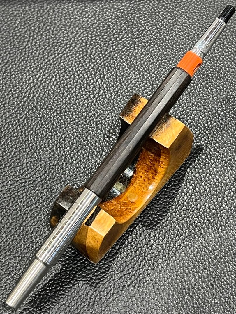 海　pmg用木軸　黒檀12角軸　ステンレスグリップ+2