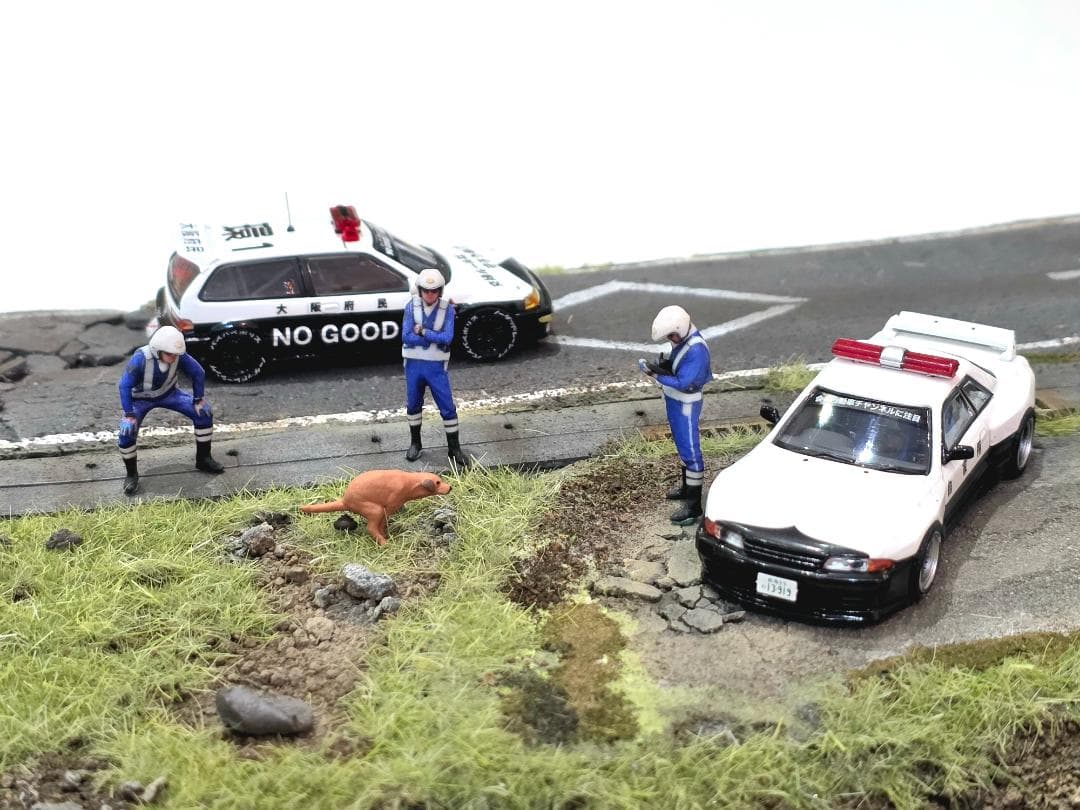 カスタム 現実的 警察ジオラマ 1:64 セット A4サイズ