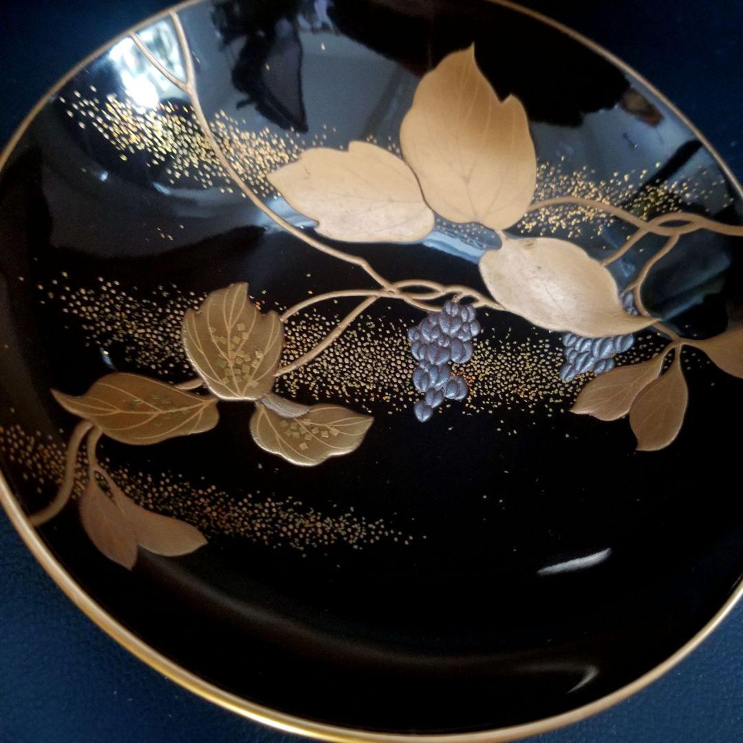美品 輪島塗 黒漆塗 本金加賀蒔絵 金銀彩内・見返し総蒔絵 吸物椀 雑煮 2客