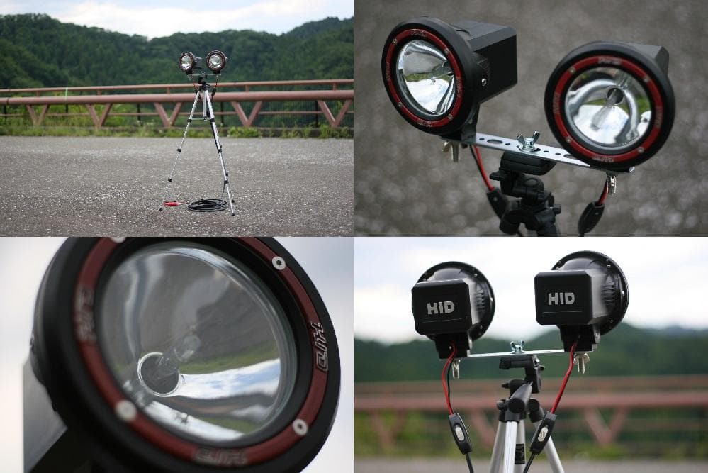 灯火採集 HID2灯ライト 55Ｗ×2 6000Ｋ 紫外線強化 三脚付