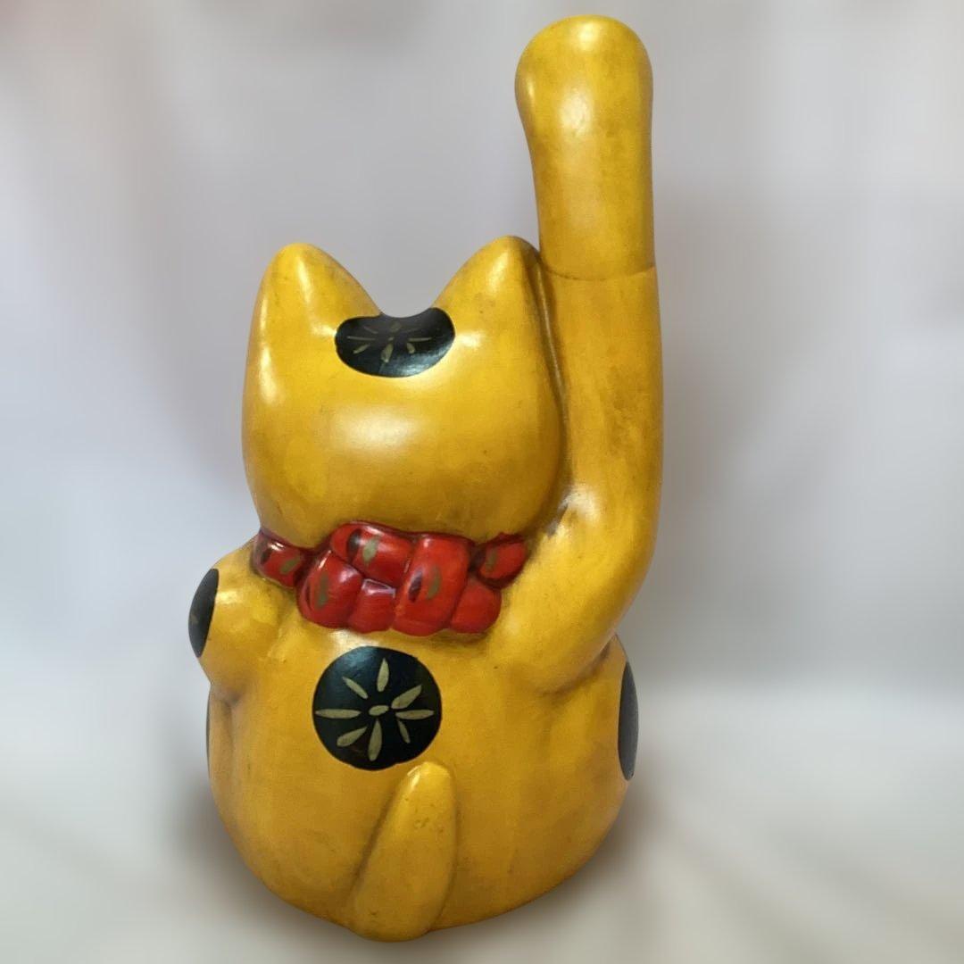 金運招き猫 七福神　ゴールド　商売繁盛　縁起物　アンティーク置物 金色 黄色陶器