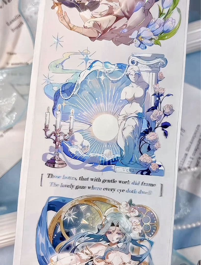 【9468】海外　マステ3/5/巻　貝殻光マスキングテープ　天使　女の子　人物系