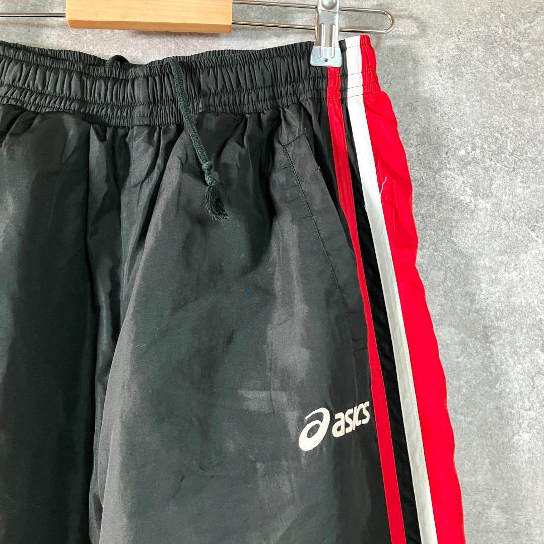 asics　ウィンドブレーカー　セットアップ　ブラック　ボタン　防寒　ロゴ　刺繍