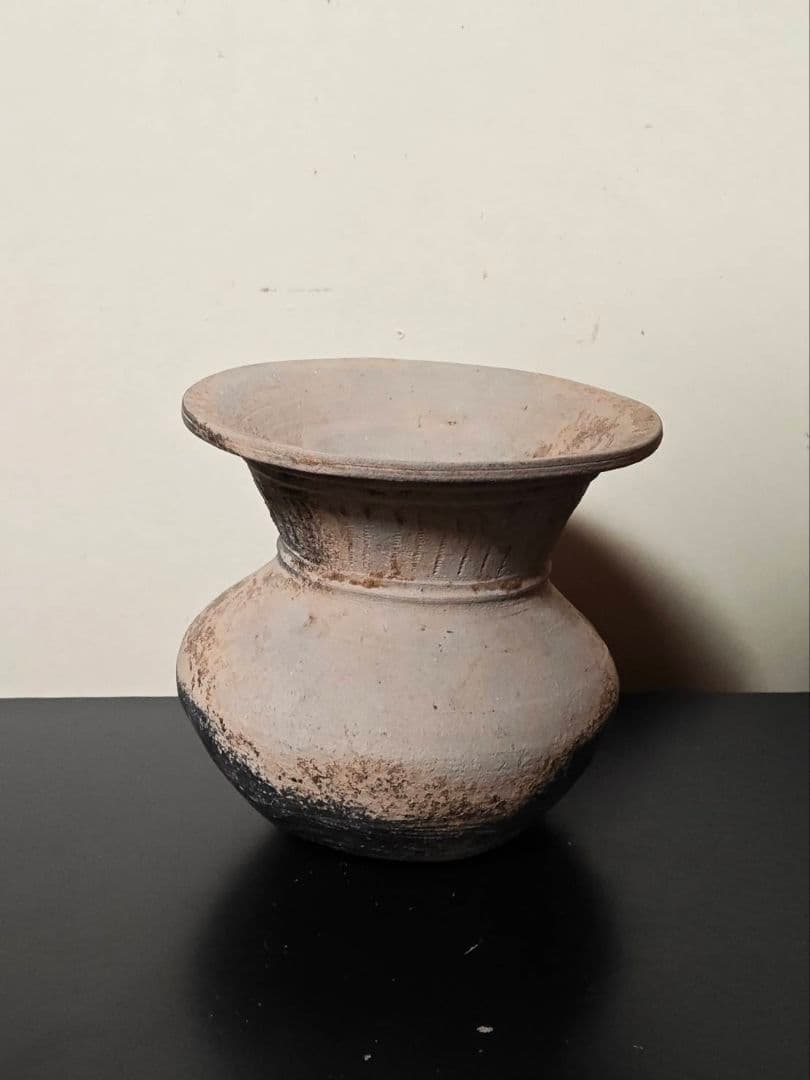 須恵器広口壺　古墳時代　土器　考古発掘品　古美術　花呼ぶ器