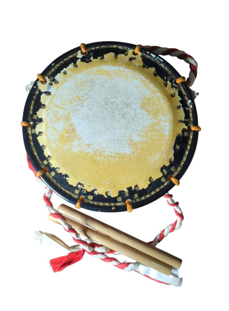 【希少】 締太鼓 紐締め バチ 2組 平太鼓 和太鼓 34.5cm