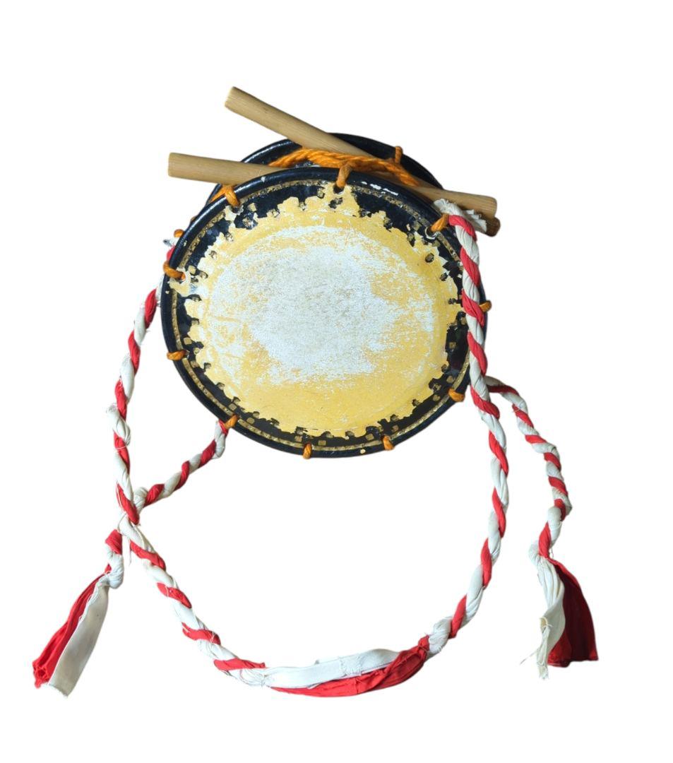 【希少】 締太鼓 紐締め バチ 2組 平太鼓 和太鼓 34.5cm