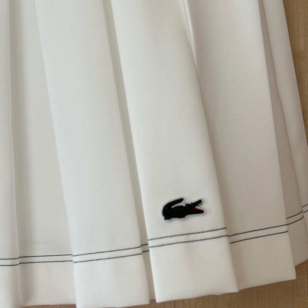 新品 ラコステ プリーツスカート テニス スコート LACOSTE 38 白