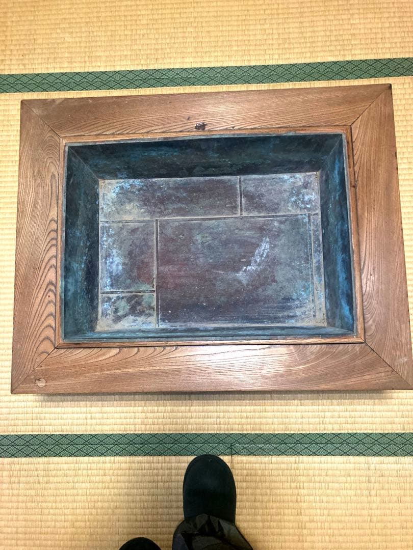 アンティーク 長火鉢 木製 銅火鉢 欅（ケヤキ） 時代家具古民具大型74センチ