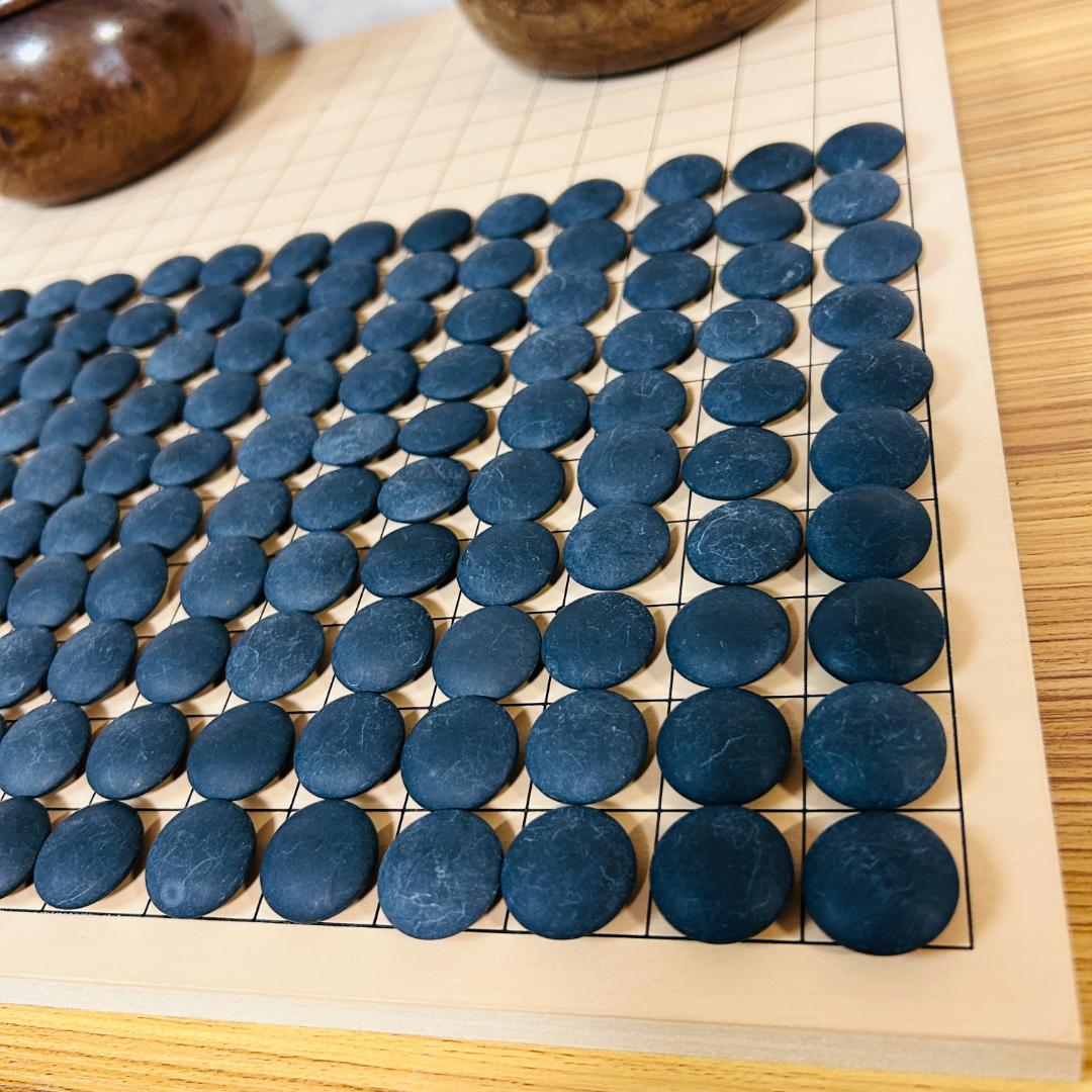 蛤碁石(月印) 那智黒石 32～33号 白180個 + 黒181個 囲碁
