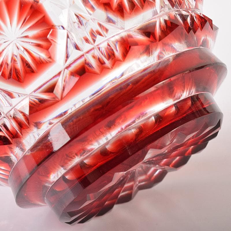 薩摩ガラス工芸作　島津薩摩切子　色被せガラス　切子猪口　共布共箱　D　R8099