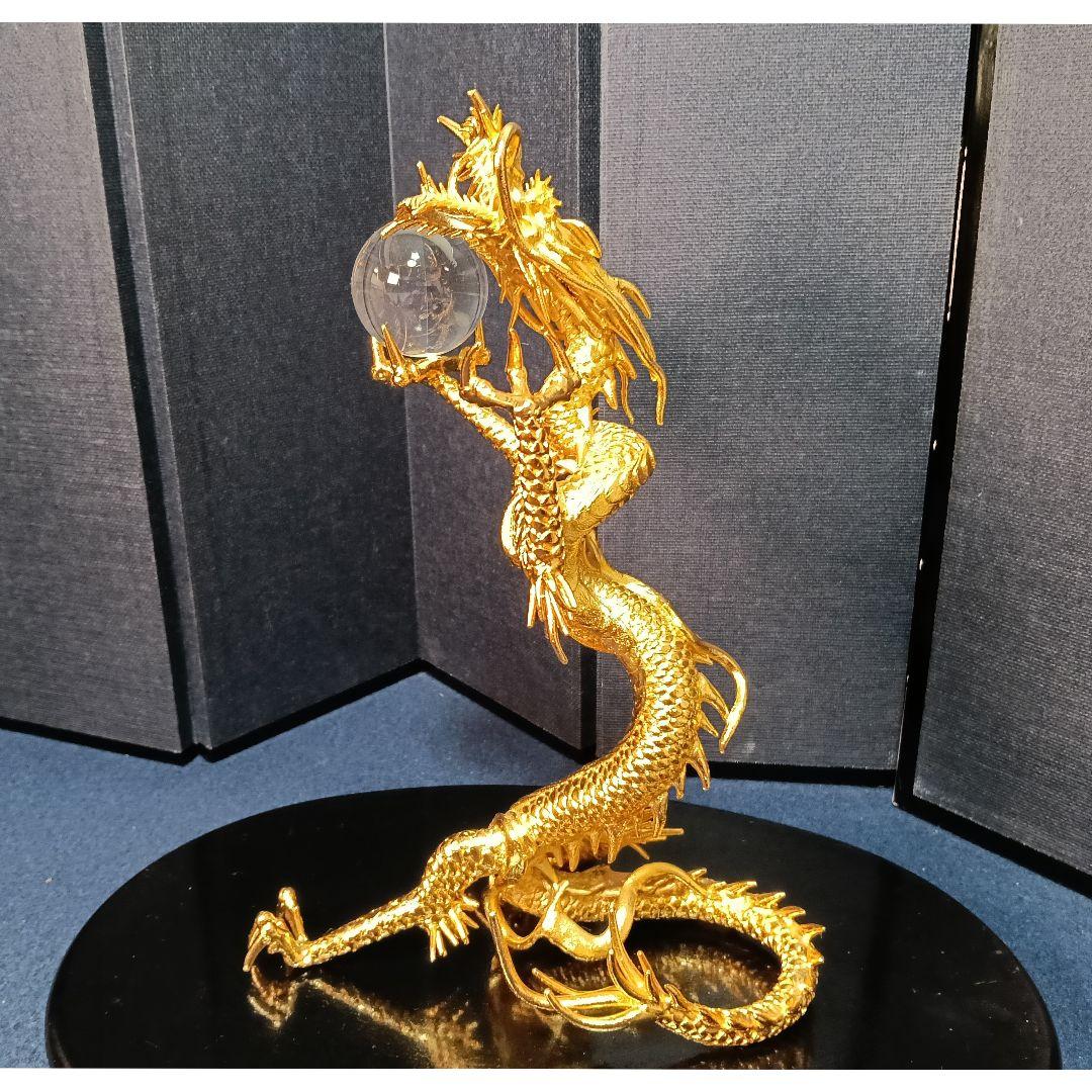 AO82 般若勘渓 昇龍 水晶玉 逆さ写り本物 鋳銅製 未使用 美品共箱 飾台