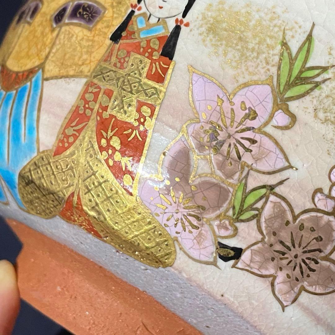 京焼　橋本永豊　乾山写雛人形文　抹茶茶盌　茶道具　茶碗　雛祭り　清水焼　共箱有り