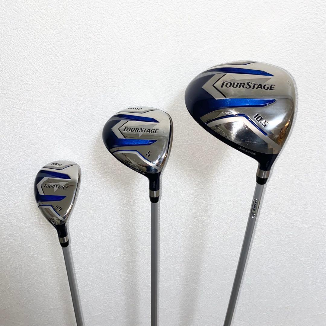 良品☆TOURSTAGEゴルフクラブ フルセット☆メンズ初心者キャディバッグ付S
