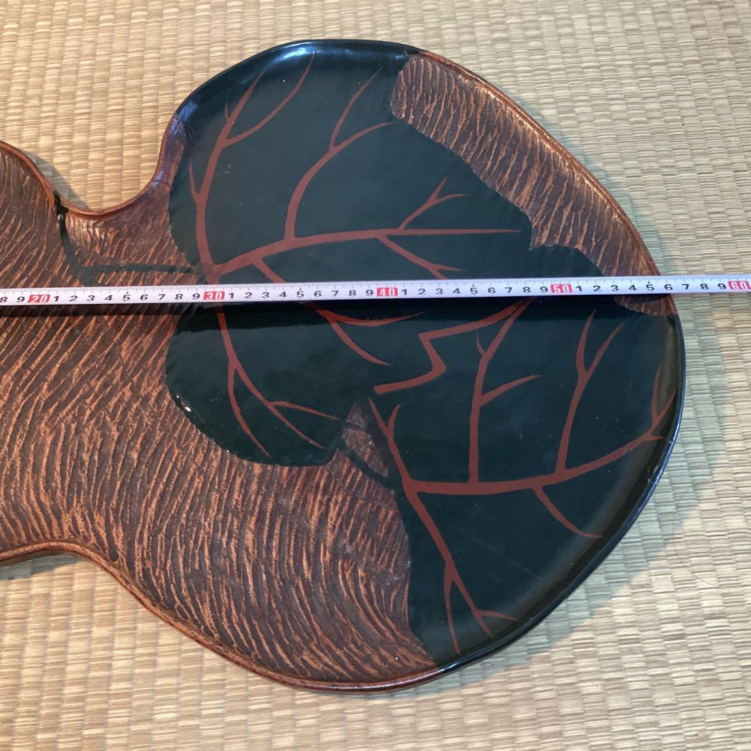 煎茶葉盆　① 煎茶道瓢型漆絵葉盆