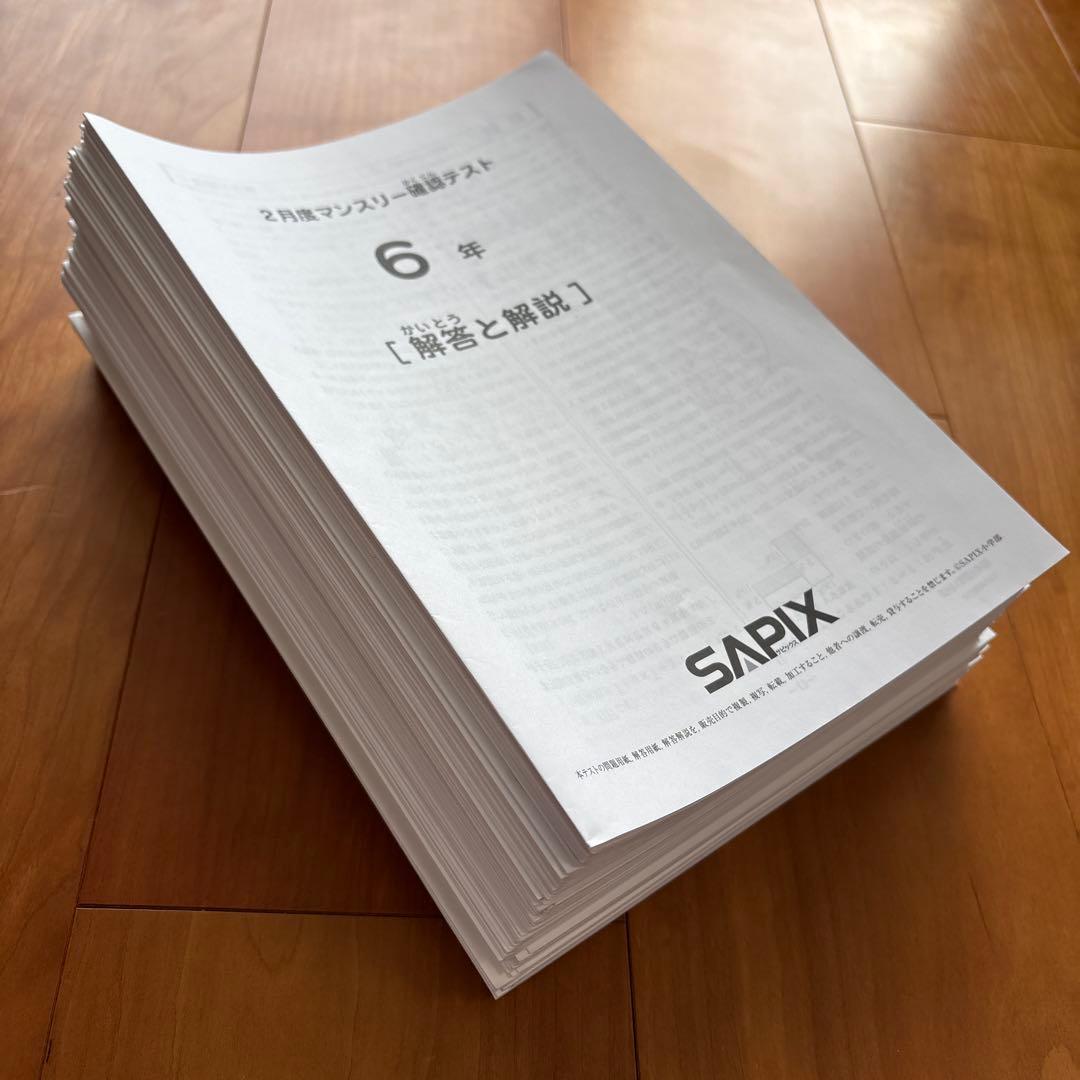 【最新版】SAPIX 6年 マンスリーテストフルセット2024年度全17回1年分