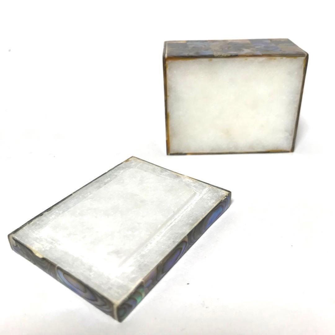 大理石 と アバロンシェル の 小さな 宝石箱 象嵌 孔雀貝 ジュエリー