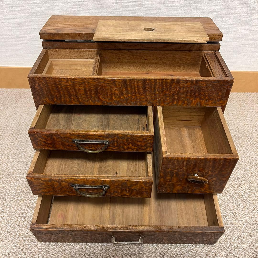 アンティーク木製収納ボックス 3段引き出し