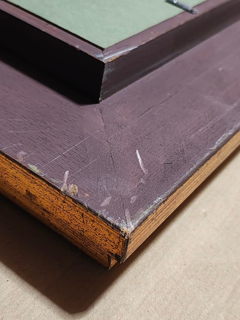 【F12号】大型 油絵 風景画 額縁入り バス停 山道 アンティーク 肉筆