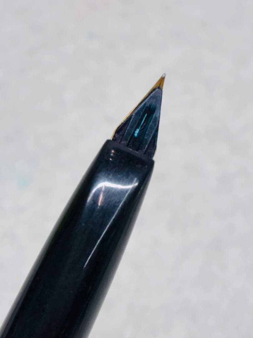 希少 PLATINUM プラチナ 万年筆 22金 22K 黒 細字 ビンテージ