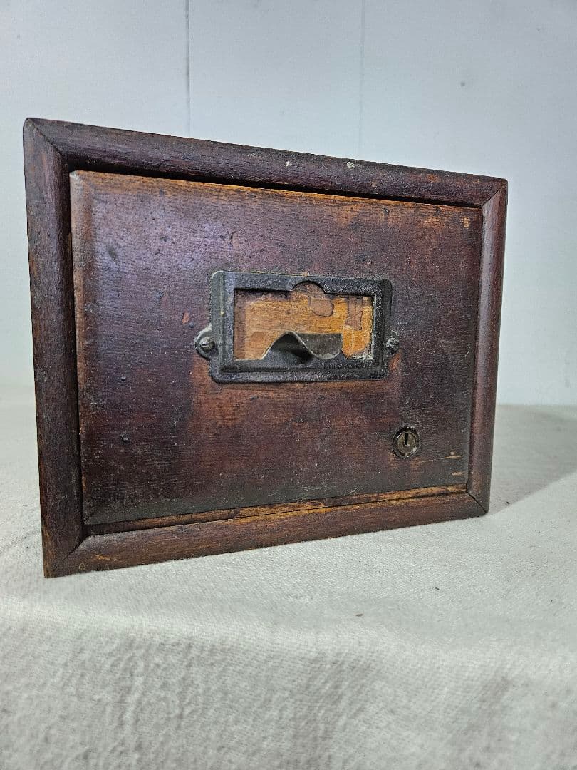 USアンティーク 木製のカードキャビネット ファイル ホルダー ドロワー 卓上