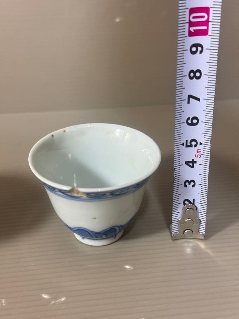 2617 中国骨董　大明成化年製銘　染付青花　湯呑5客　時代物