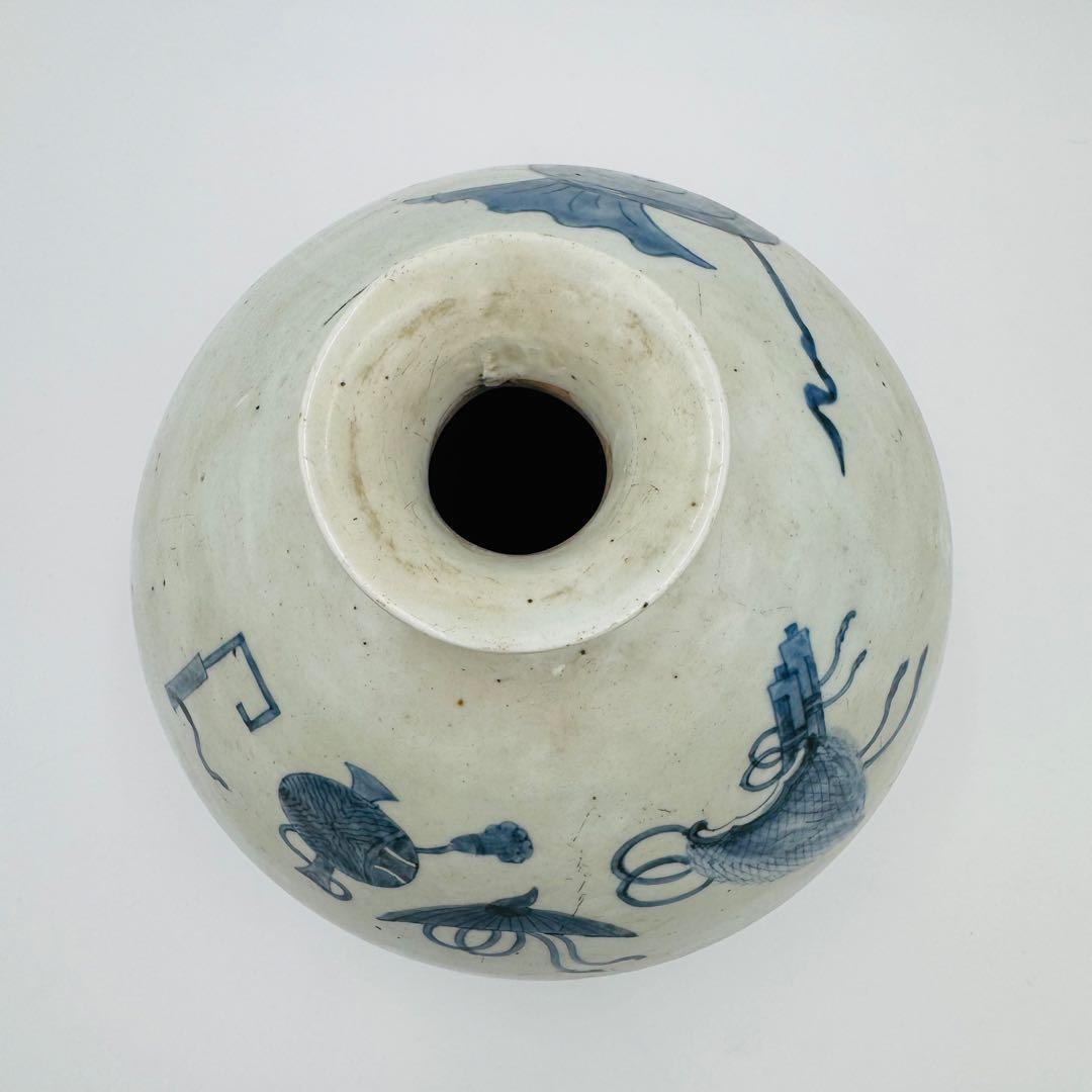【時代　伊万里宝尽くし紋様壺】花瓶　花生　華道　フラワーアレンジ