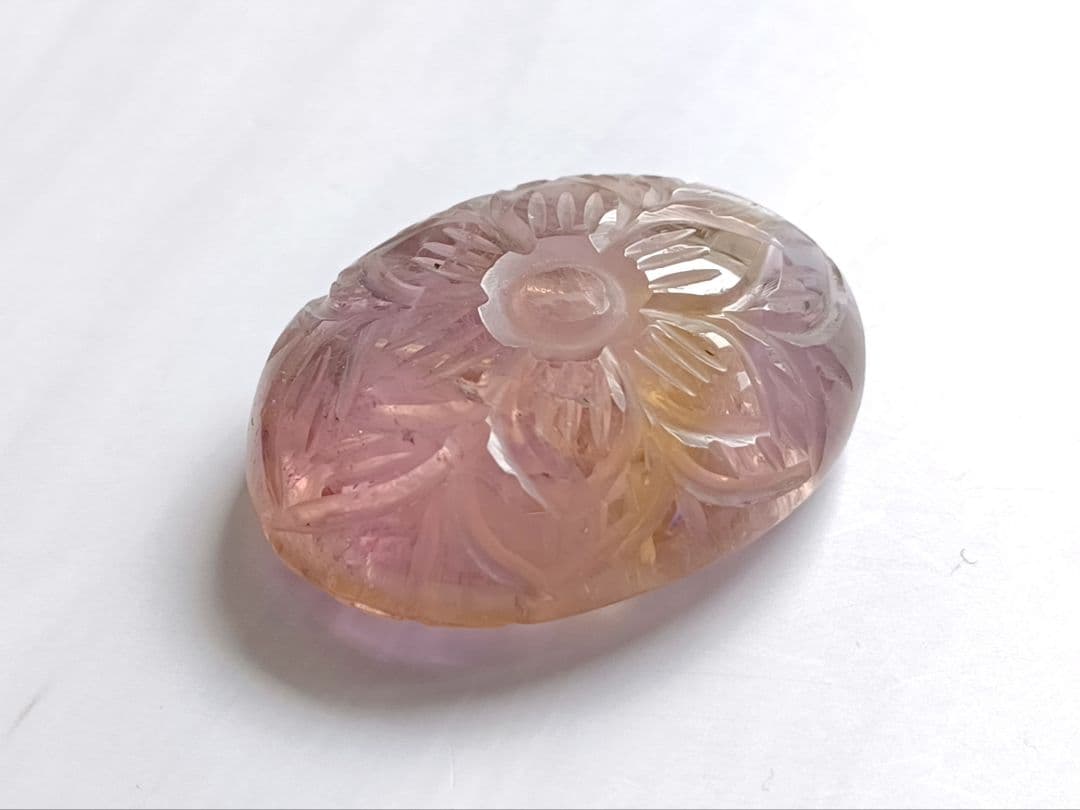【希少70ct】アメトリン　原石　ルース　カービング ストーン