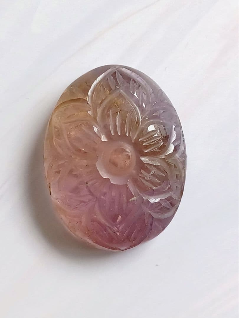 【希少70ct】アメトリン　原石　ルース　カービング ストーン