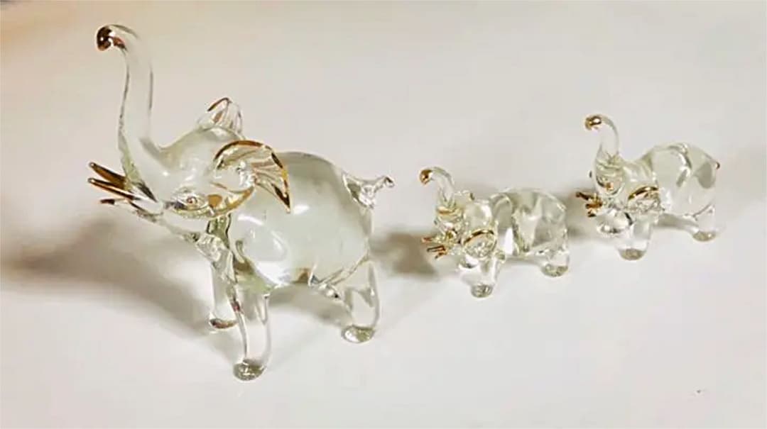 ガラス細工 置物 象　ゾウ　3体