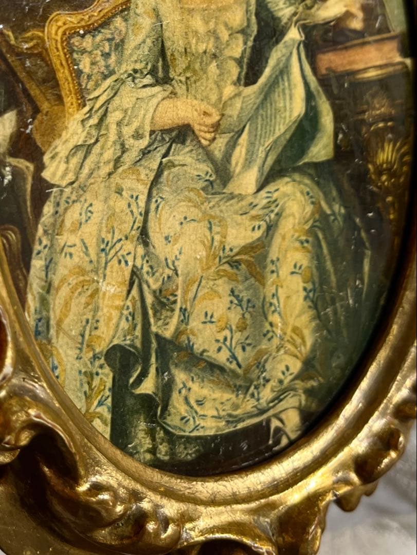 ◆フランスアンティーク｜世界の名画1700年代パリ中世絵画ポンパドール金装飾額