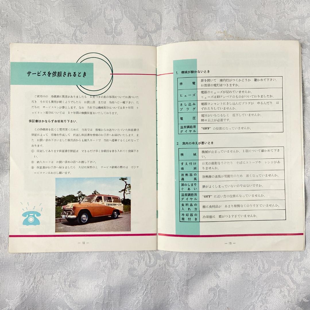 三菱電機 昭和30年代 電気 冷蔵庫 MR-095A 説明書 一式 7点