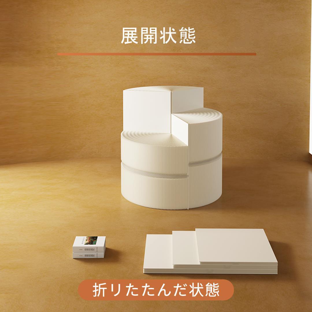 ホワイト階段円柱型ディスプレイ台 直径40cm高さ78㎝ 陳列台 組立不要展示会