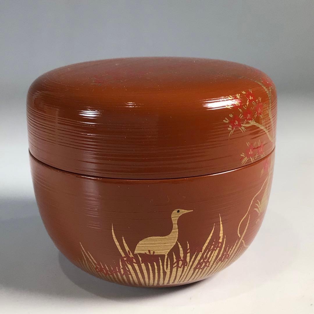 Ｎ７５８　棗　『田中宗凌作』『橘水鳥蒔絵』『白粉解棗』　共箱　茶道具