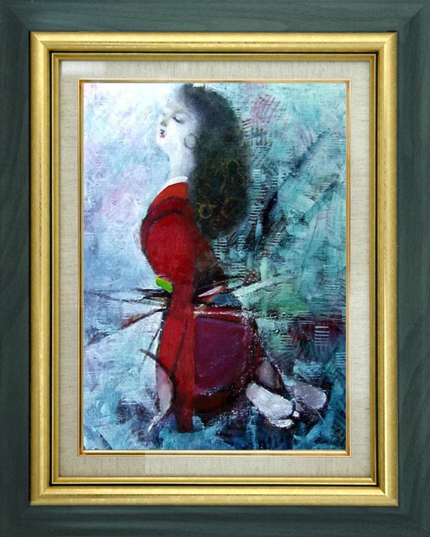 油絵 菅家令子 絵 絵画 インテリア 額付(白) F6-031201 人物 女性
