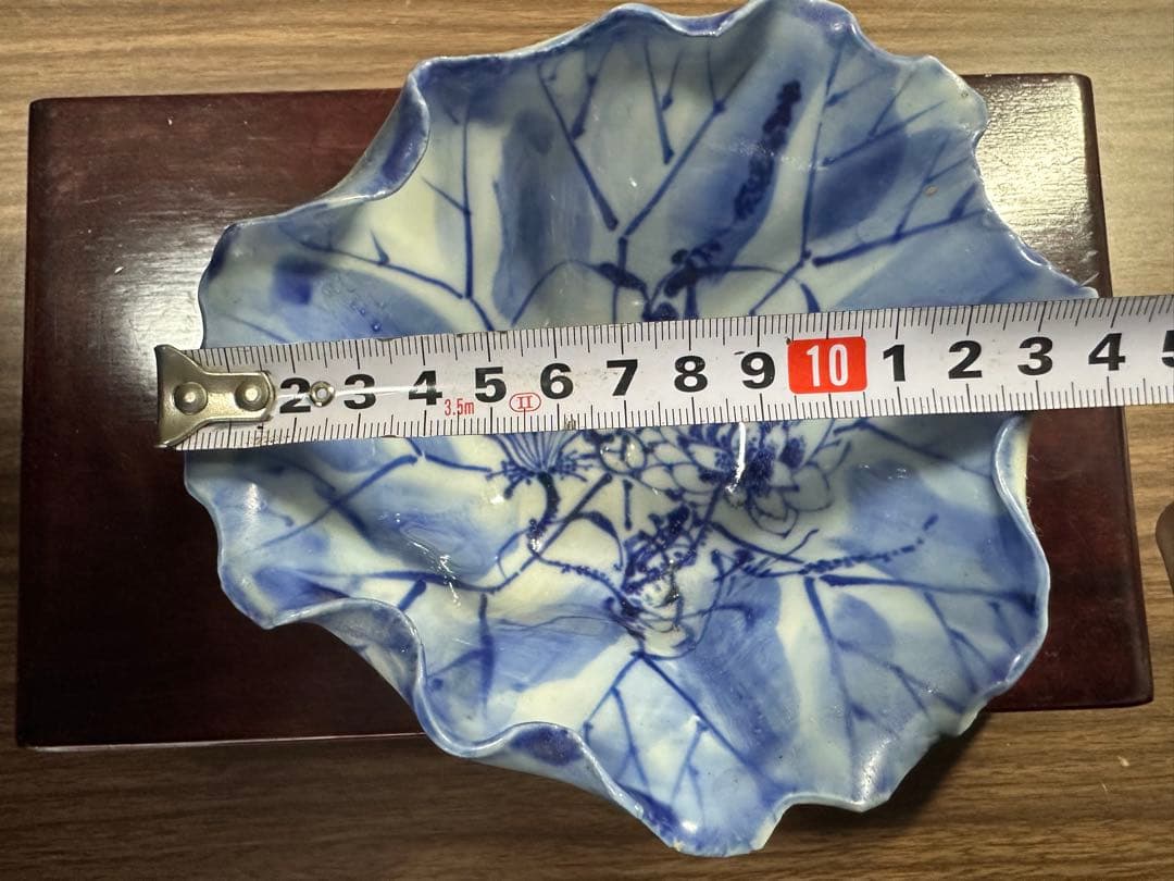 宮田亀寿造　蓮の葉文　青華建水　鉢