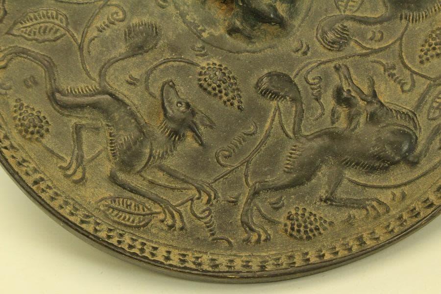 中国美術 古鏡 獣紋鏡 直径13.5cm(ZE404)