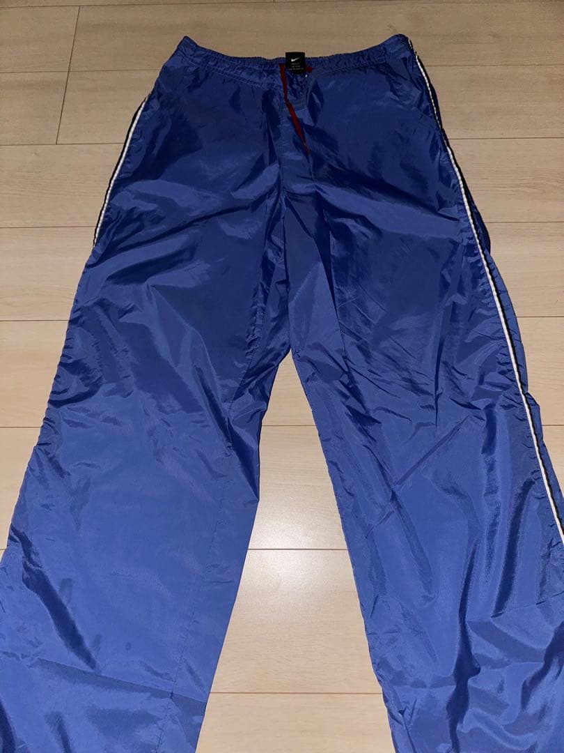 Nike ピステパンツ 青 サイドジッパー付き tohji風デザイン‼️