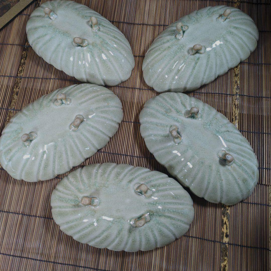 江戸期 尾張徳川家 御用窯 御深井焼 菊割向付皿　五客