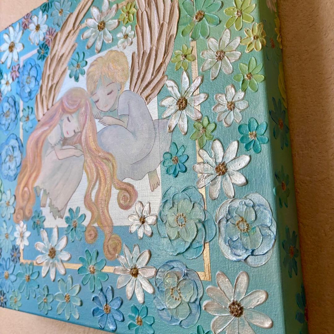 天使の安らぎ 原画｜テクスチャーアート・癒しのインテリア絵画 30cmスクエア