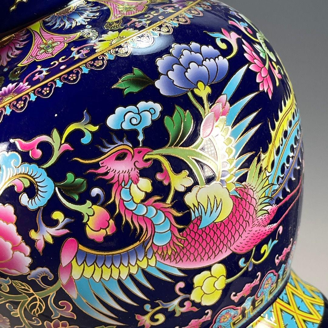大清乾隆鳳紋両耳賞瓶 景徳鎮 陶磁器 装飾品 現代工芸品 美術品 置物