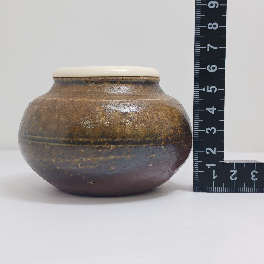 Y3339-5 備前焼 高原敏 茶入 共箱 古代名物裂仕覆付　#13
